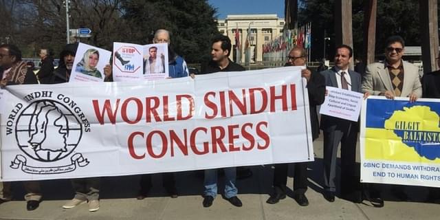 

The protest was held against the enforced disappearances of Sindhi political activists, CPEC and other human rights abuses against the Sindhi people. (World Sindhi Congress)