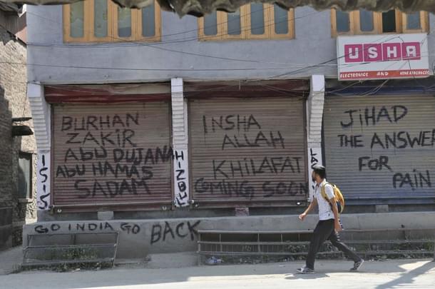 Terror slogans in Kashmir (Photo by Waseem Andrabi/Hindustan Times via Getty Images) 