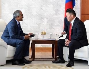 Indian Ambassador T Suresh Babu meets newly elected President of Mongolia.