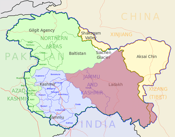 Map of Ladakh, Jammu and Kashmir (Saravask/Wikimedia Commons)
