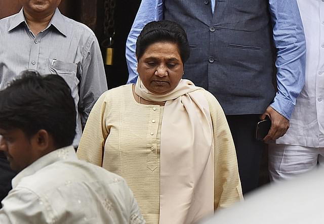 BSP chief Mayawati coming out after casting her vote for the President of India election at Parliament House in New Delhi. (Raj K Raj/Hindustan Times via GettyImages)&nbsp;