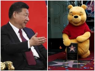 President Xi Jinping (L) and Winnie the Pooh (R).