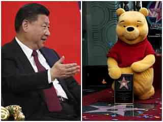 President Xi Jinping (L) and Winnie the Pooh (R).