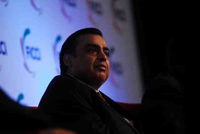 Mukesh Ambani at the 83 AGM of FICCI. (Pradeep Gaur/Mint via GettyImages)&nbsp;