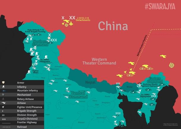Location of air bases along the Sino-Indian border.