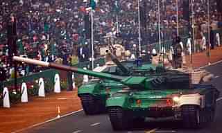 Indian Army tanks participating in Republic Day parade.