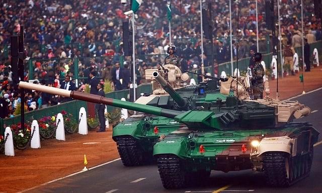 Indian Army tanks participating in Republic Day parade.