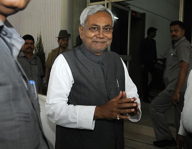 Nitish Kumar leaves Bihar Bhawan for a meeting with Prime Minister Narendra Modi  at South Block in New Delhi. (Sonu Mehta/Hindustan Times via GettyImages) &nbsp;