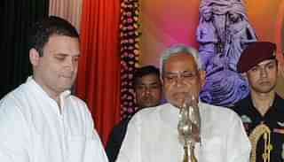 

Bihar Chief Minister Nitish Kumar and Congress vice-president Rahul Gandhi. (AP Dube/Hindustan Times via GettyImages)