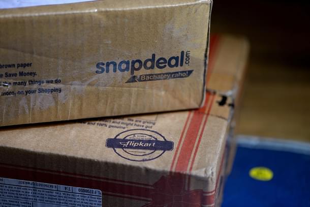 The products of e-commerce companies at a courier station in New Delhi, India.  (Priyanka Parashar/Mint via GettyImages)  
