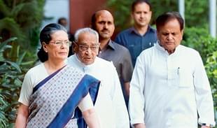 Sonia Gandhi arrives for the CWC meeting with Ahmed Patel.