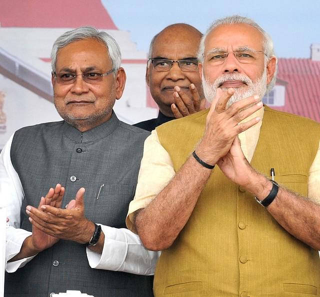 

 Prime Minister Narendra Modi with Bihar Chief Minister Nitish Kumar during an event (File Photo, Photo by AP Dube/Hindustan Times via Getty Images)