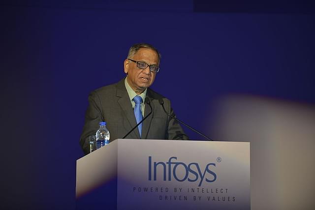 Murthy addressing a press conference. (Hemant Mishra/Mint via GettyImages) &nbsp;