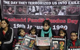 Kashmiri Pandits taking part in a rally. (Sonu Mehta/Hindustan Times via Getty Images) 