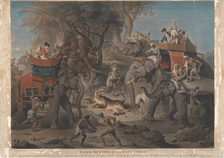 Tiger Hunting in the East Indies. (Picture courtesy: Yale Center of British Art, Paul Mellon Collection), Richard Earlom, 1802). 