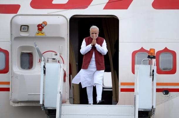 Prime Minister Narendra Modi arriving in Ufa for the BRICS/SCO Summits, Russia, 2015. (Alexei Danichev/Host Photo Agency/Ria Novosti via Getty Images)