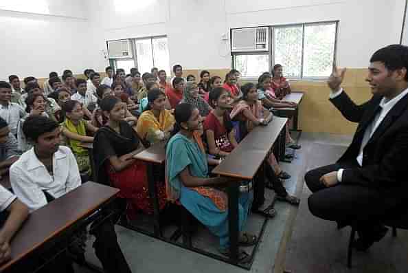 Classroom students at a college in Mumbai (Kunal Patil/Hindustan Times via Getty Images)