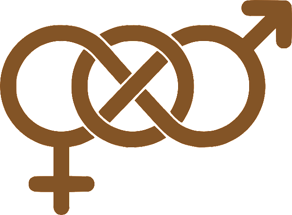 The two standard sex symbols, Mars and Venus, intertwined