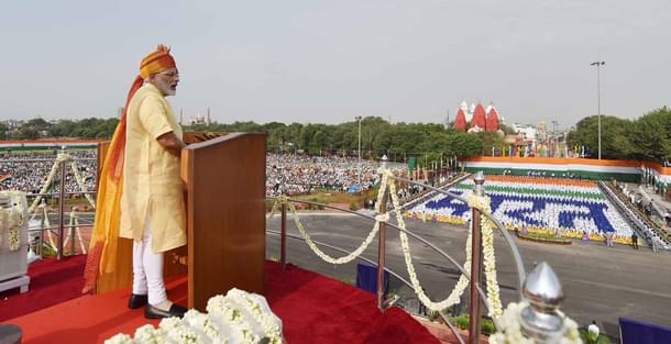 Prime Minister Narendra Modi at the Red Fort in Delhi. (Getty Images)