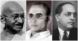 Mohandas Gandhi, Vinayak Damodar Savarkar and Bhim Rao Ambedkar