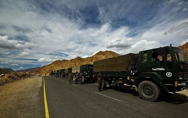 An Indian Army convoy in the Kashmir Valley