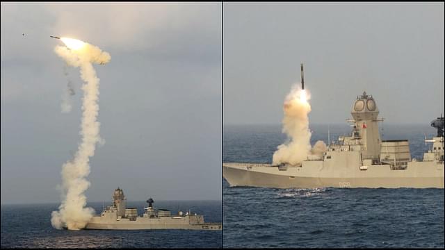 The Indian Navy successfully fired the BrahMos Land Attack Supersonic Cruise Missile from a ship. (Twitter)

