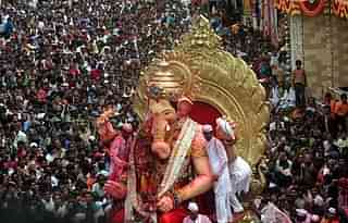 The Lal Baug cha Raja in Mumbai. (Kunal Patil/Hindustan Times via Getty Images)