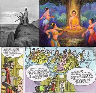 Temptation of Jesus by Satan; Temptation of Buddha by Mara and Yama tempting Nachiketa