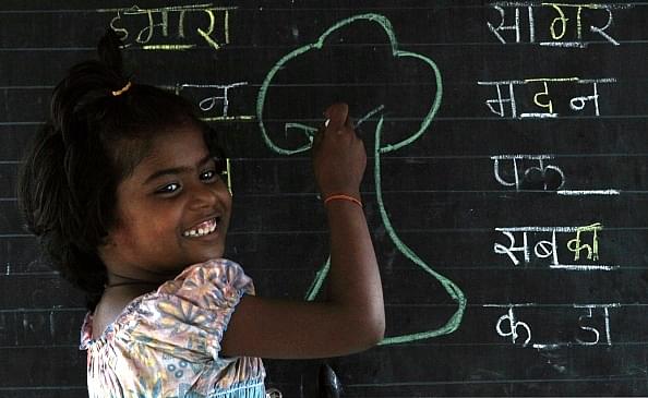 Representative image of a student in a Hindi class in Mumbai (Anshuman Poyrekar/Hindustan Times via Getty Images)