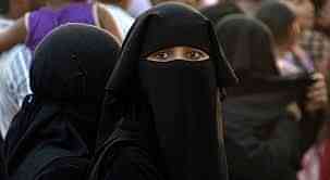 Muslim women wearing Burqas