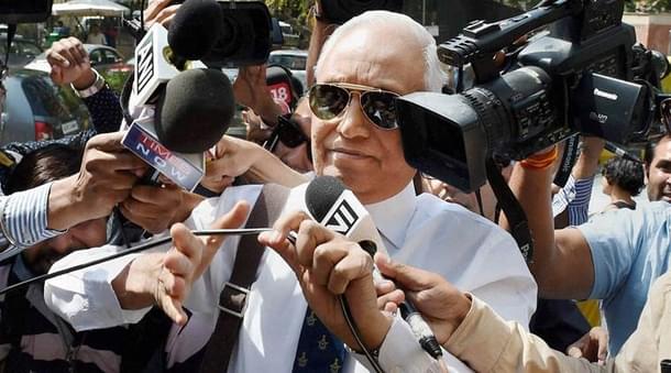 Former Air Chief Marshal  S P Tyagi arrives at the CBI headquarters in New Delhi.
