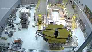James Webb Space Telescope being turned over for instrument installation.



