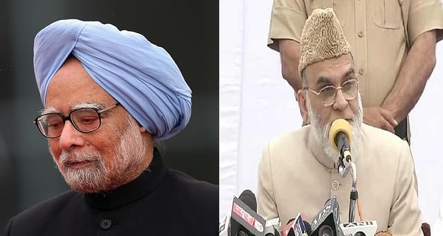 Former prime minister Manmohan Singh (L) and Syed Ahmed Bukhari (R).
