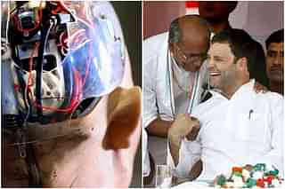 

Artificial Intelligence, left, and Congress general secretary Digvijay Singh and Rahul Gandhi, right.