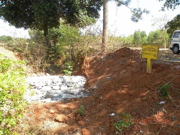 A boulder check constructed at the Kumudvathi river basin, supported by HAL