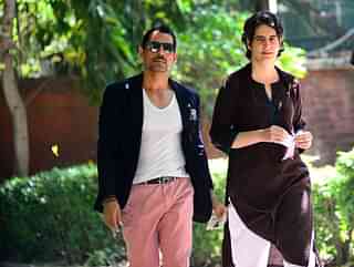Robert Vadra with his wife Priyanka Gandhi going to cast the vote for general election of the 16th Lok Sabha 2014 on April 10, 2014 in New Delhi, India. (Priyanka Parashar/Mint via Getty Images)