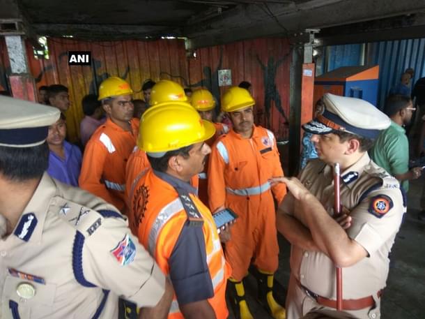 NDRF team and police at the site of the stampede. (ANI)