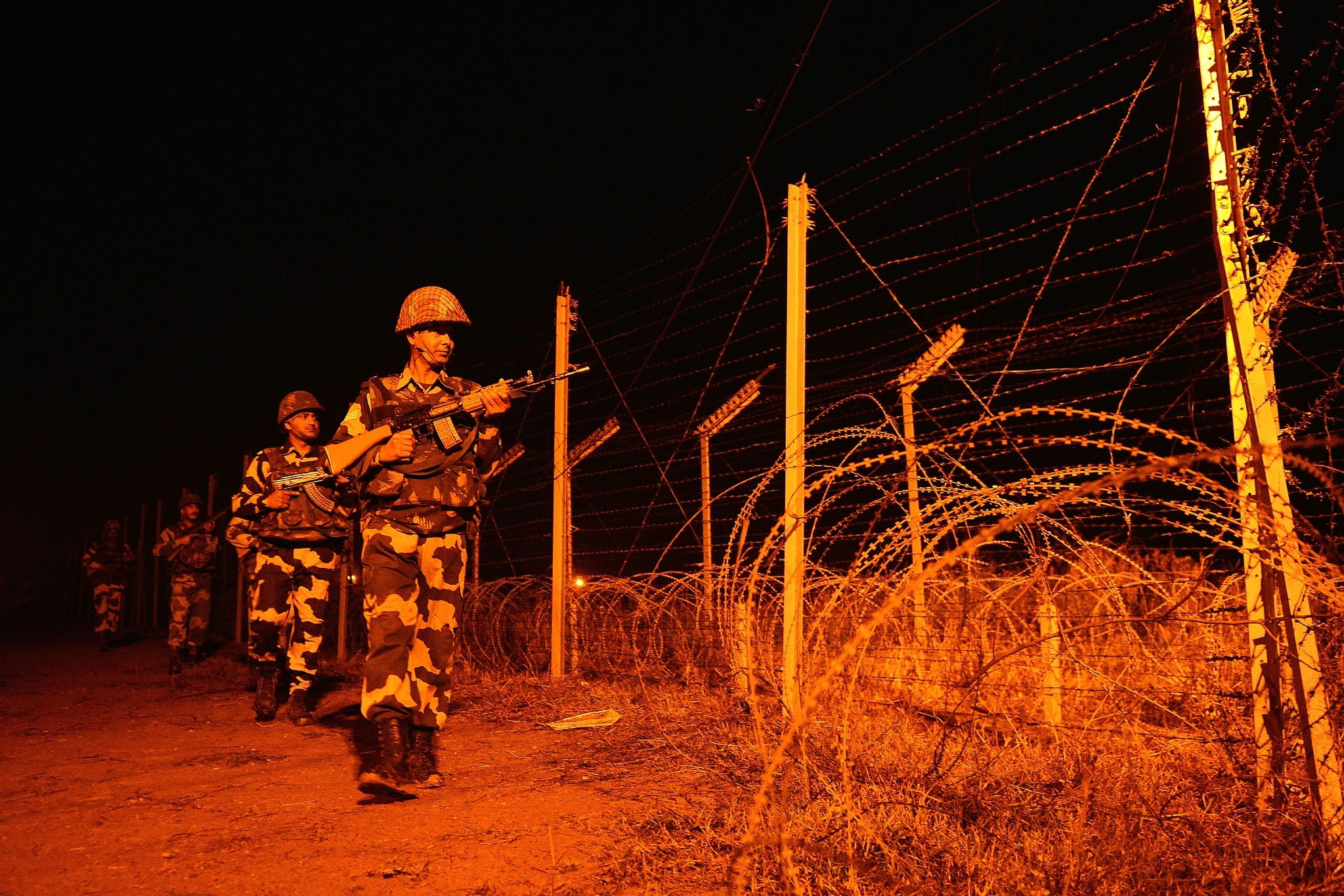 Soldiers patrolling the International Border (AUSEEF MUSTAFA/AFP/Getty Images)
