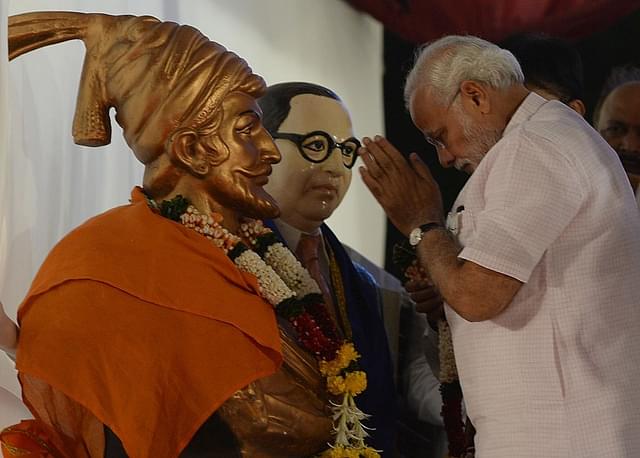 Prime Minister Narendra Modi pays his respects to Chattrapati Shivaji and the architect of India’s Constitution B R Abedkar before addressing an election rally in Mumbai. (Representative Image) (INDRANIL MUKHERJEE/AFP/GettyImages)