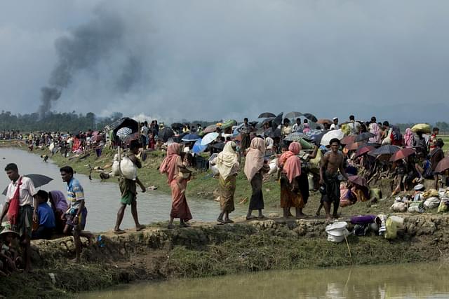Rohingya Refugees in Ukhia along the Myanmar-Bangladesh border. Some 4,20,000 people have fled from Myanmar into Bangladesh. (K M ASAD/AFP/Getty Images)
