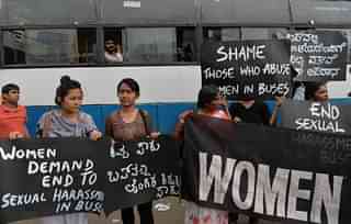 Women protesting against harassment in buses (Manjunath Kiran/AFP/Getty Images)