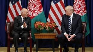US President Donald Trump meets with Afghan President Ashraf Ghani.
