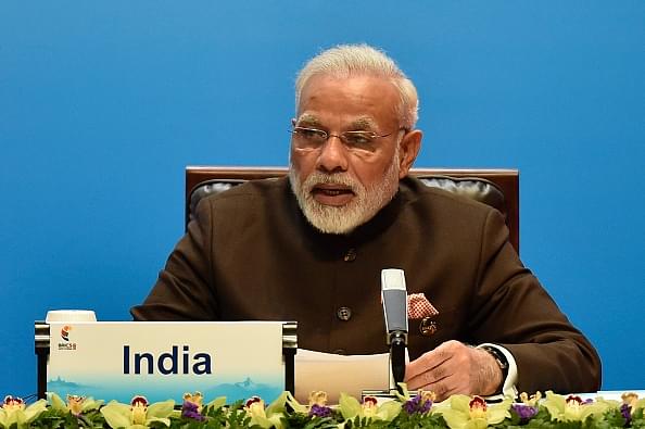 Indian Prime Minister Narendra Modi delivers a speech during the BRICS Summit in Xiamen. (KENZABURO FUKUHARA/AFP/Getty Images)