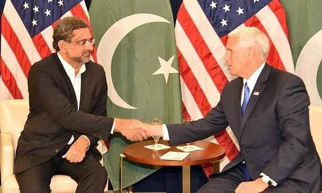 Pakistan PM Abbasi meets US Vice President Mike Pence.

