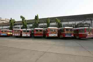 BEST buses at a depot (Natasha Hemrajani/Hindustan Times via Getty Images)