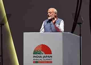 Prime Minister Narendra Modi delivers a speech in Gandhinagar. (PRAKASH SINGH/AFP/GettyImages)