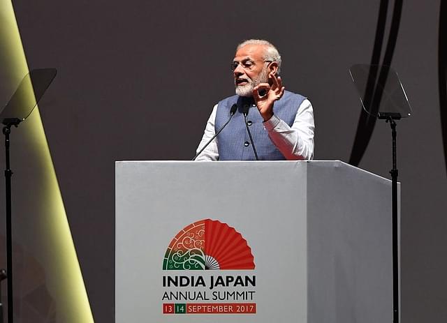 Prime Minister Narendra Modi delivers a speech in Gandhinagar. (PRAKASH SINGH/AFP/GettyImages)