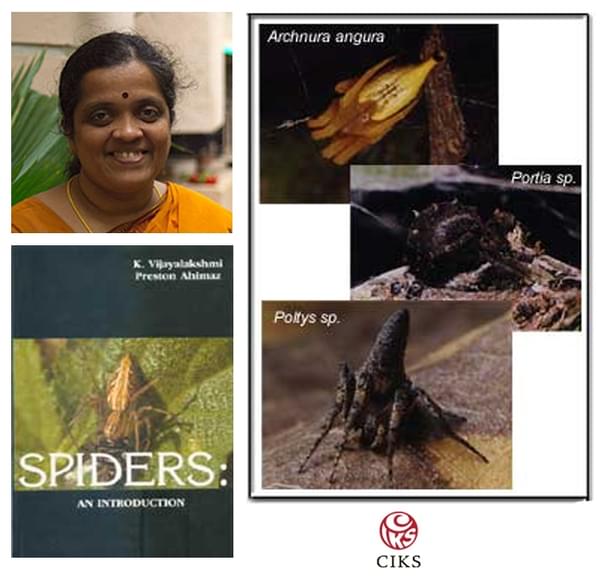 Left Top: Dr. Vijayalakshmi (‘the spider woman’)  Right: A six month study in Guindy National Park (GNP) by CIKS, revealed some interesting spider species for the first time in South India.