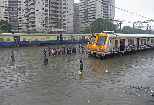 Floods in Mumbai. (Satyabrata Tripathy/Hindustan Times via Getty Images)