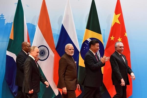 Prime Minister Narendra Modi with other world leaders at the BRICS Summit in Xiamen, 2017. (KENZABURO FUKUHARA/AFP/Getty Images)